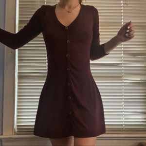 Maroon button dress